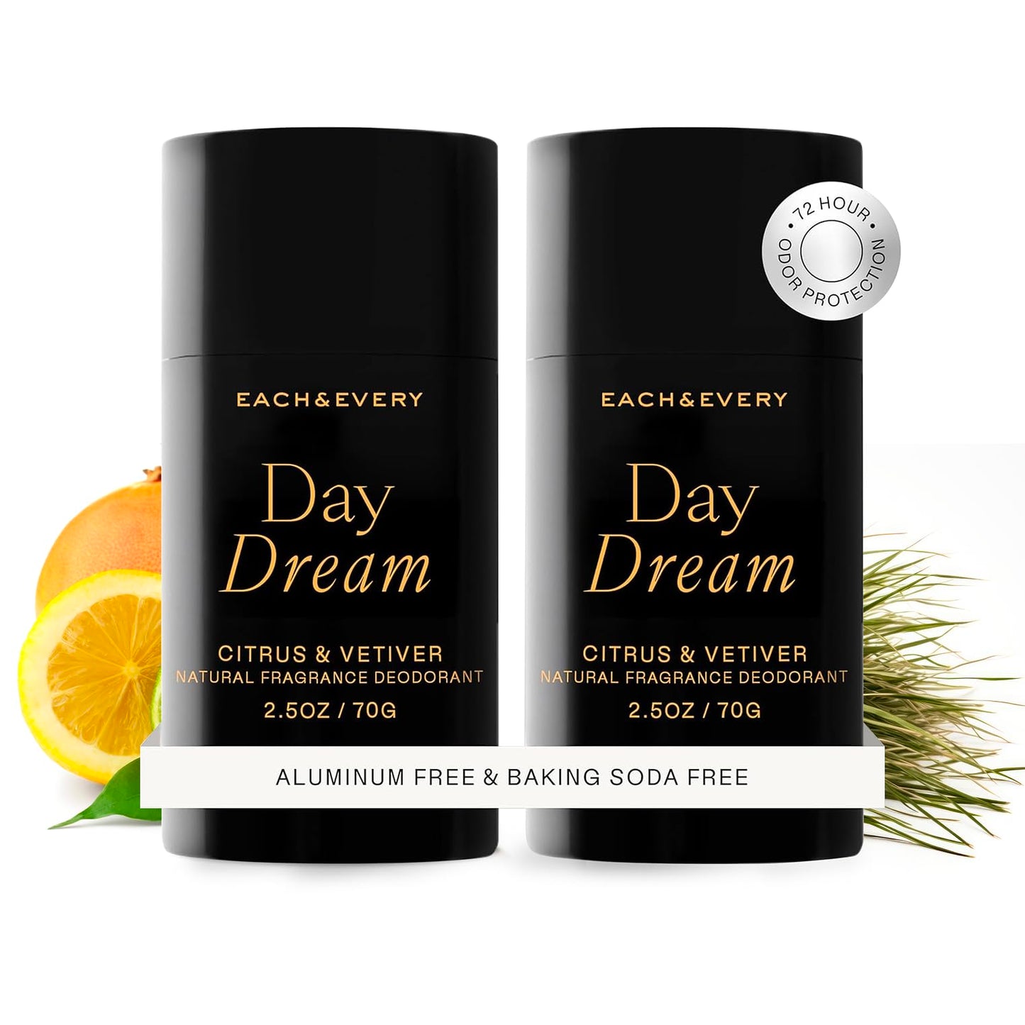 Each & Every Aluminum Free Deodorant for Women & Men - All Natural Deodorant for Sensitive Skin, EWG Verified - Clean, Baking Soda-Free, Plant-Based Fragrance, Lavender & Lemon, 2.5oz