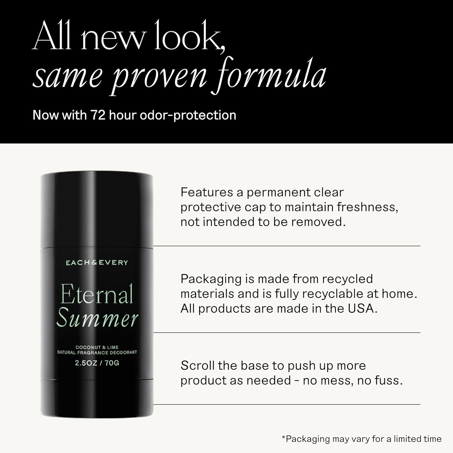 Each & Every Aluminum Free Deodorant for Men & Women, Coconut & Lime - All Natural Deodorant for Sensitive Skin, EWG Verified - Clean, Baking Soda-Free, Plant-Based Fragrance - 2.5oz, 2 Pack